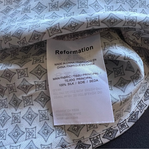 Reformation Spritz Grey Silk Patterned Strapless Top - Picture 7 of 8